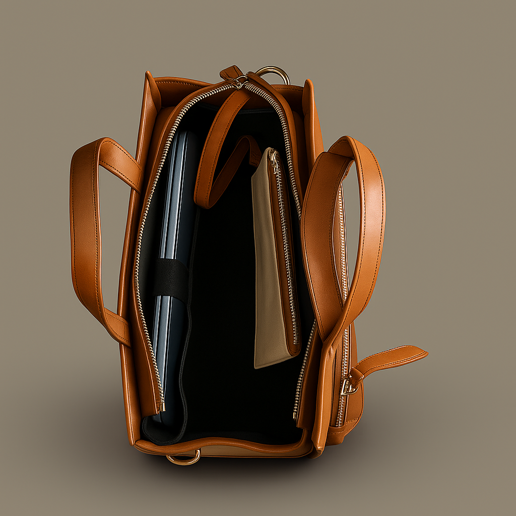 Leder-Organizer: Isoliertes Laptopfach + Schlüssel-Wallet